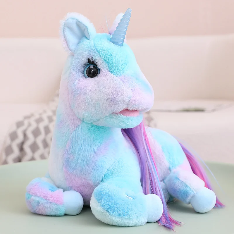 New Sunrise Wholesale Lovely Electromotion Intelligent Cute Pet Plush Colorful unicorn Doll Toy with Beautiful Emulation Hair