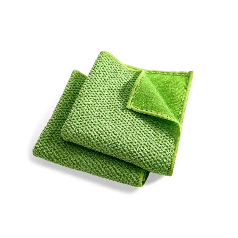 Factory Wholesale custom 40x40 PP Wires Scrubbing Coffee Bean Structure Microfiber Absorbent Dish Kitchen Towel
