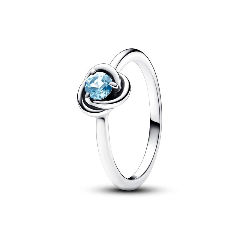 New 925 Sterling Silver 12 Colors Months Birthstone Eternity Circle DIY Rings Original Pan Fine Women Jewelry Birthday Gift