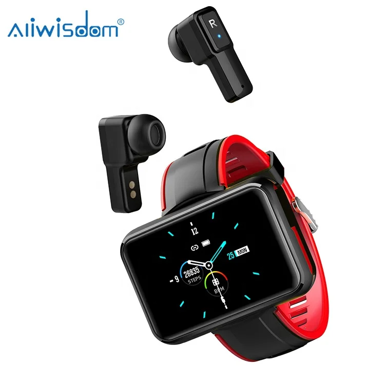 
Siri wake up 2in1 T91 Smart Bracelet BT Music Player HiFi 6D AI Voice Control BLE 5.0 IPS Screen Sport TWS Smart Bracelet 