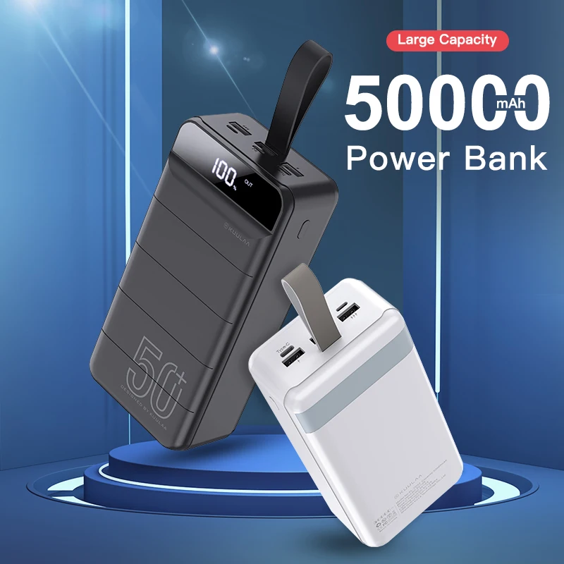 Newest design with flashlight led digital display quick charger usb-c port 50000mah power bank for MacBook