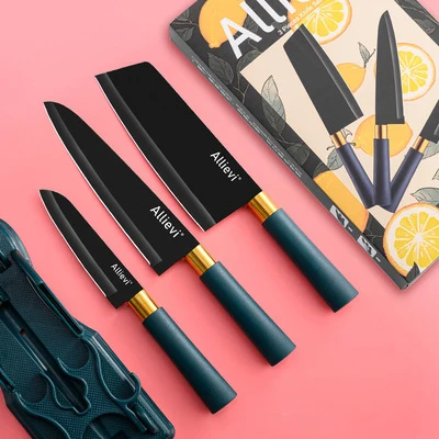 Набор кухонных ножей LT028 из нержавеющей стали комплект 3 антипригарных лезвий для фруктов