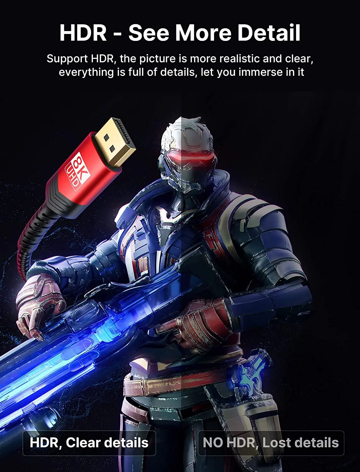 JSAUX 1.4 DP to DP MM Cable 2M DisplayPort to DisplayPort Lead Nylon Braided Compatible with CE