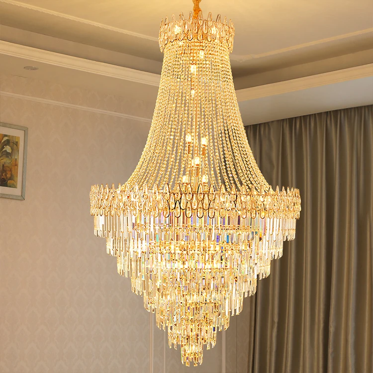 Luxury Style Magnificent Villa Hotel Lobby Large Project Crystal Gold LED Chandelier