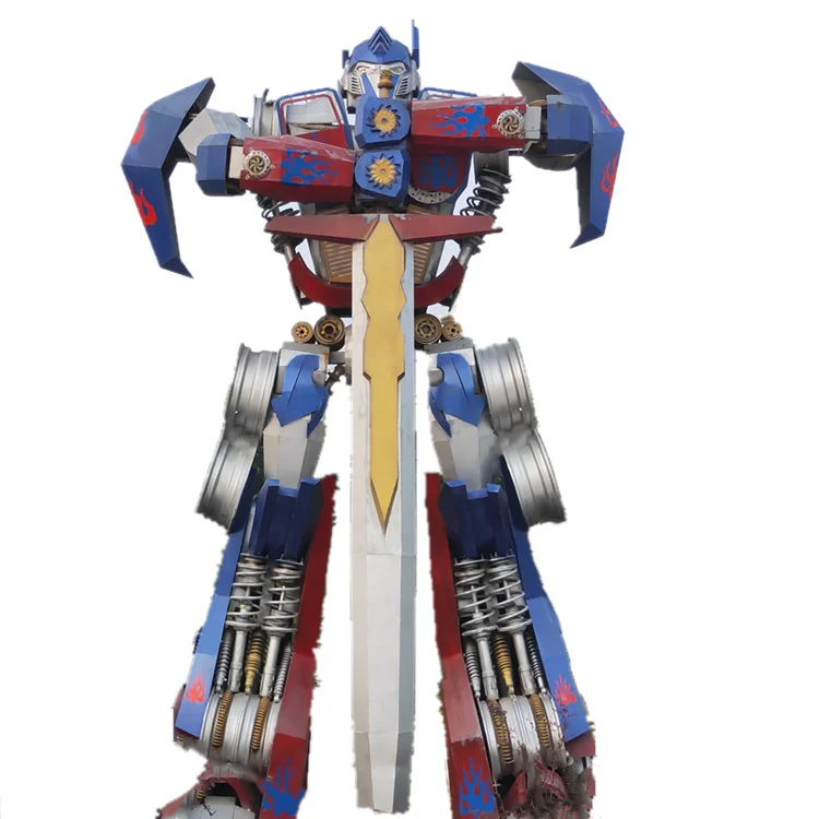 Movie-themed Custom Large Stainless Steel Transformer Metal Robot Statue Sculptures landscape