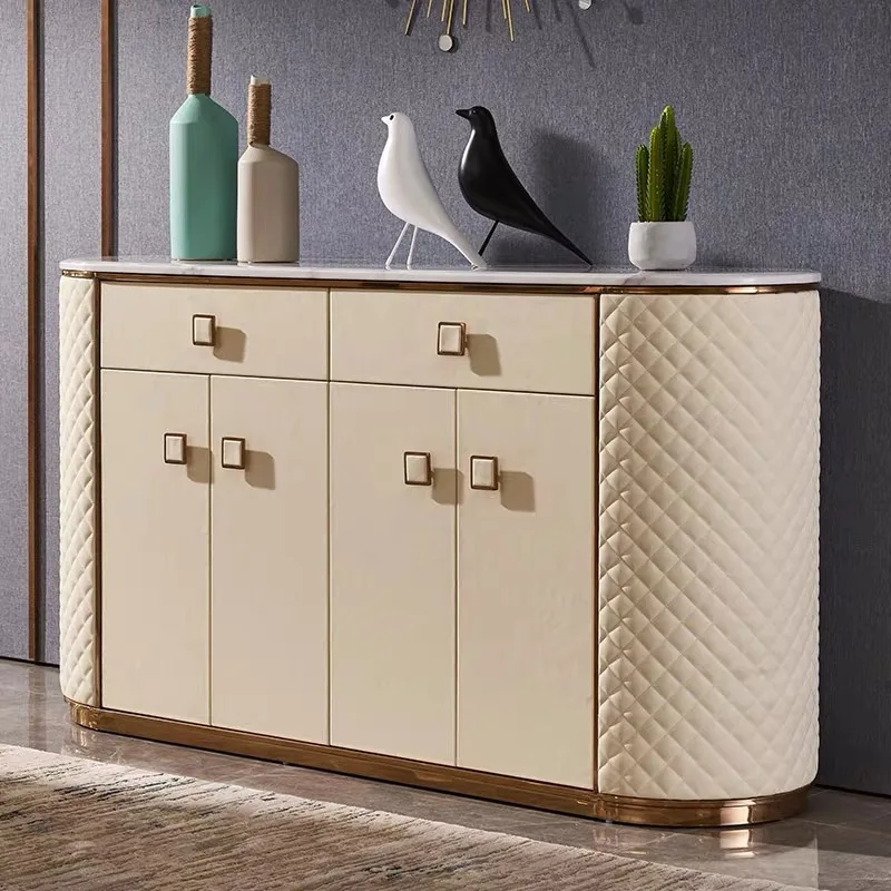 FO441-A  italian modern luxury livingroom buffer cabinet leather cabinet wine cupboard