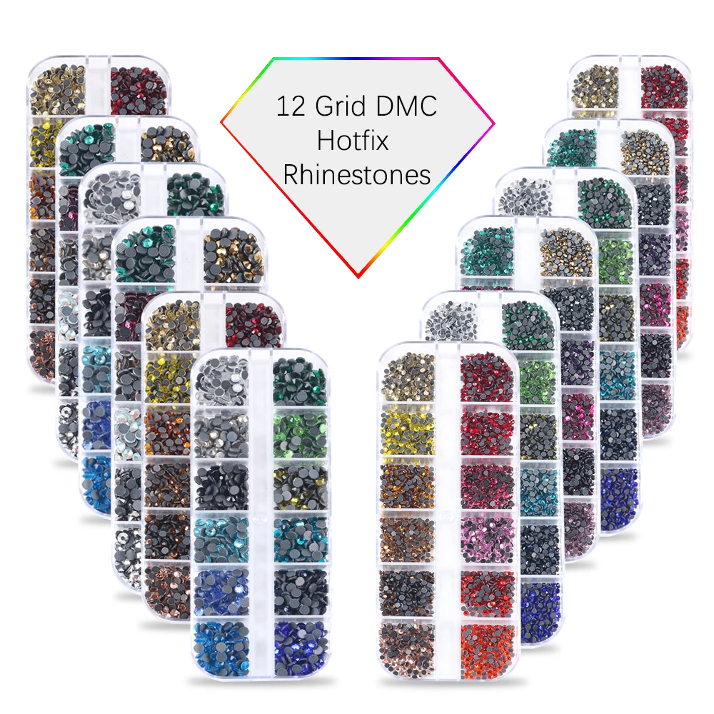Hot Fix Rhinestone Kit Mix 6 Sizes Box Set 45 Colors Hotfix Glass Crystal  Iron on Rhinestone for Garment Clothing Shirt