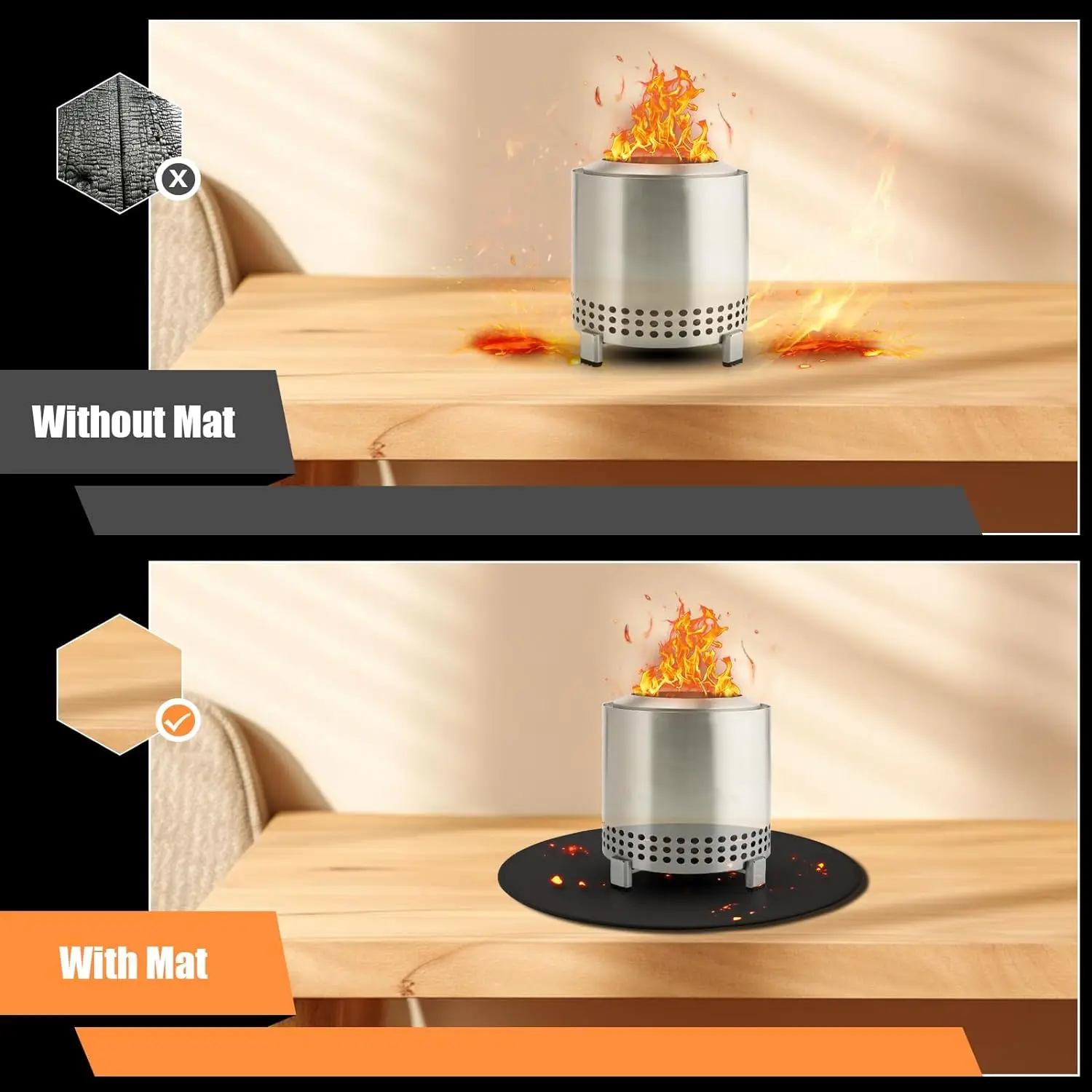 20 36 48 Inch Round Aluminum Silicone Fiberglass Heat Resistant Non Stick Outdoor Fireproof Fire Blanket Grill Fire Pit Mat