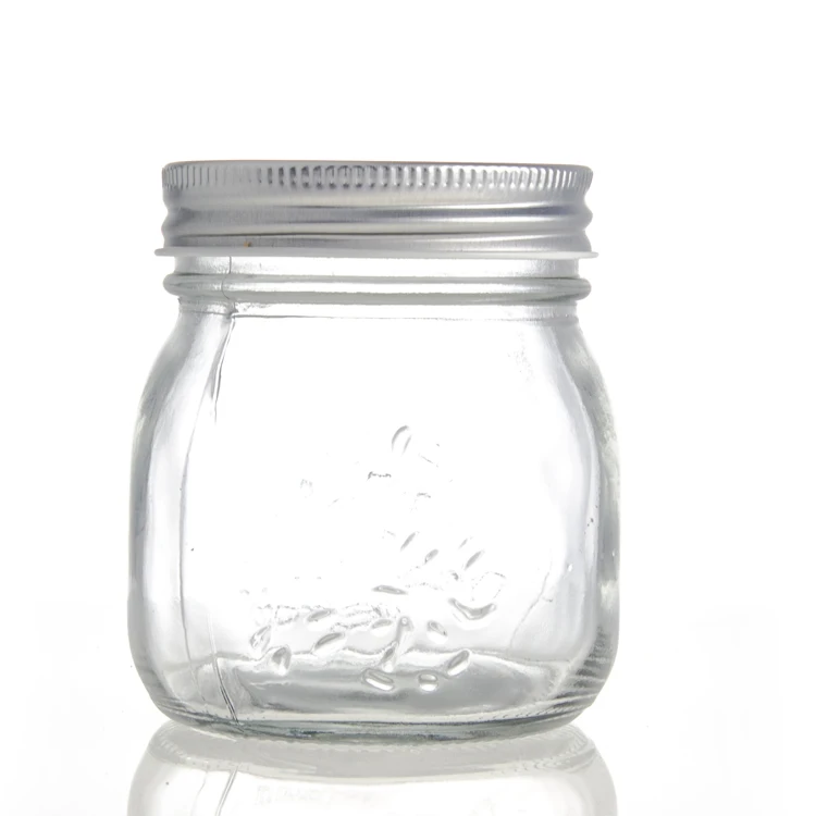 Manufacturer wholesale glass carved honey jar canned pickles canned peach embossed pattern to sample processing custom