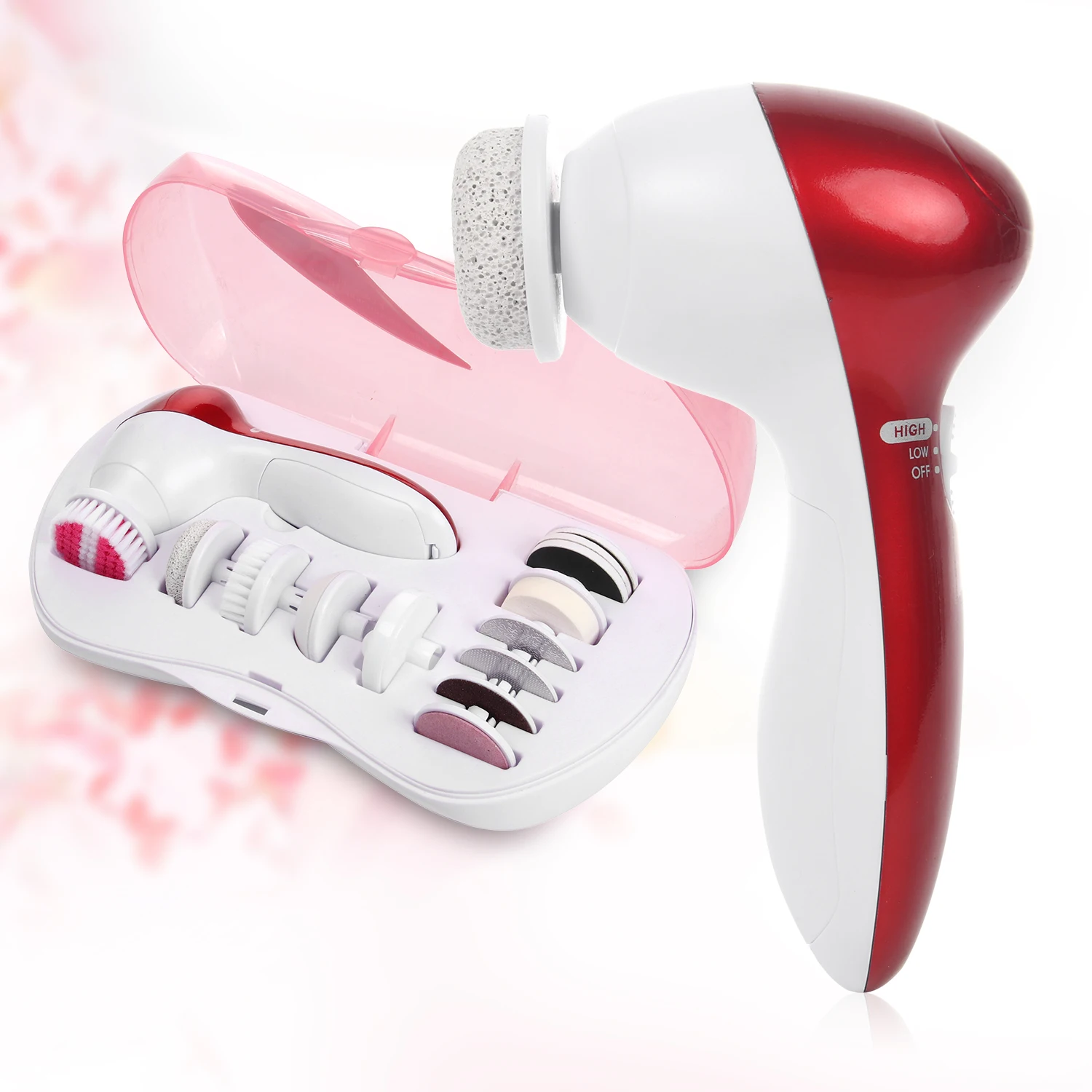 
12 in 1 multifunction sonic mini facial cleansing brush with sponge Rotating head face clean 