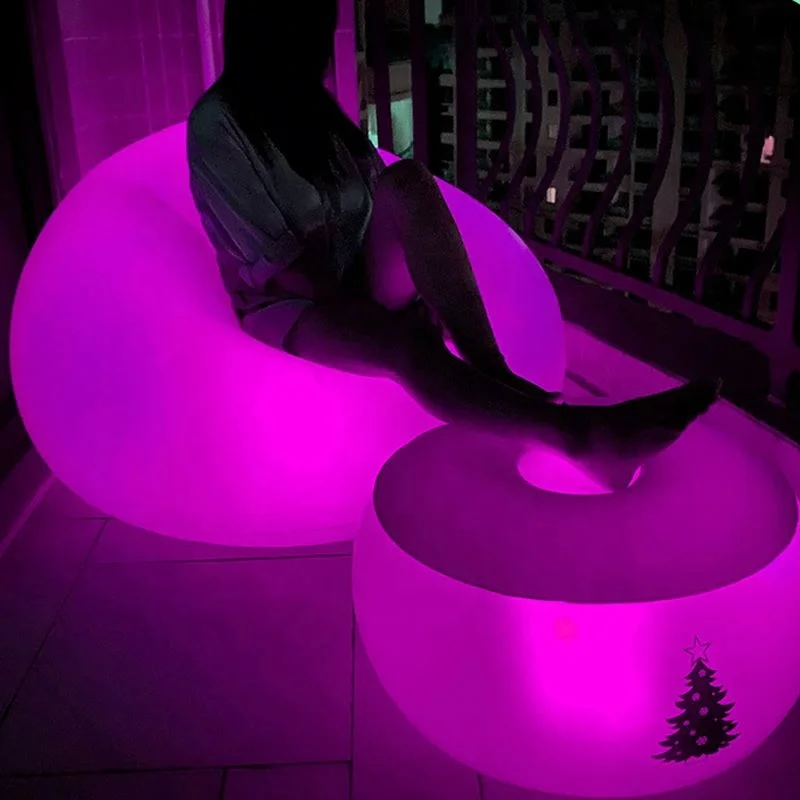 Transparent Lounger Furniture Outdoor Inflatable LED Light Air Sofa Beach Chair For Party
