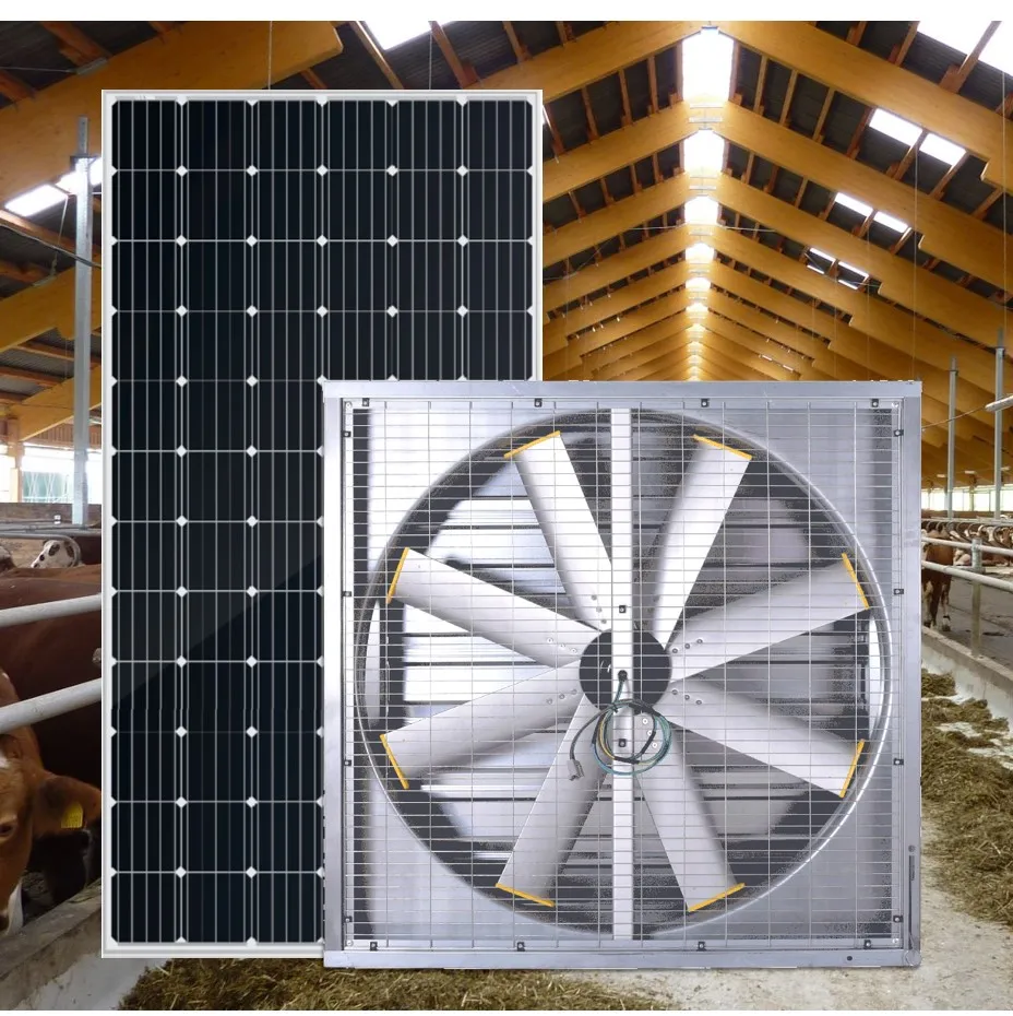Powerful 1220mm Aluminum Solar Energy Industrial Wall Exhaust Fan with Auto Electric Shutter for Greenhouse Poultry Farm Cooling