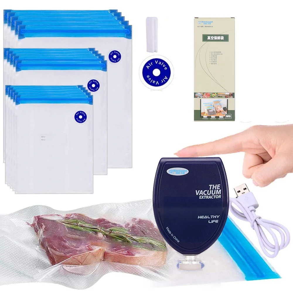 3 Size Sous Vide Bag 15 Reusable Vacuum Food Storage Bags With Electric Pump