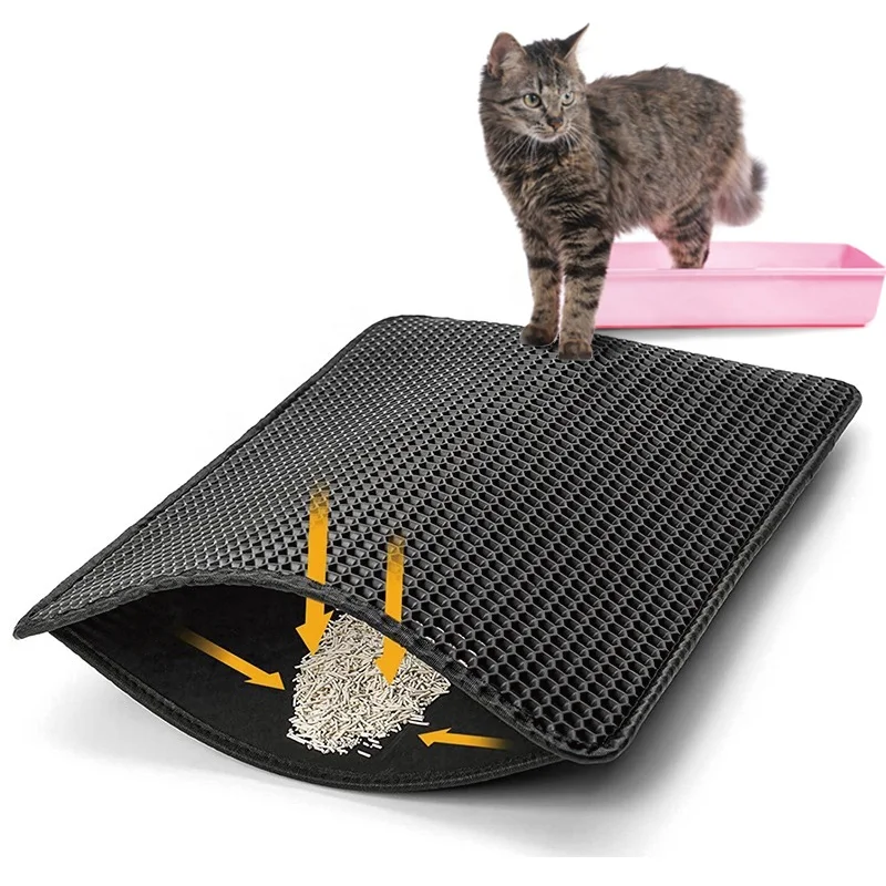 double layer non slip easy to clean cat litter trapping mat with waterproof bottom cat litter mat