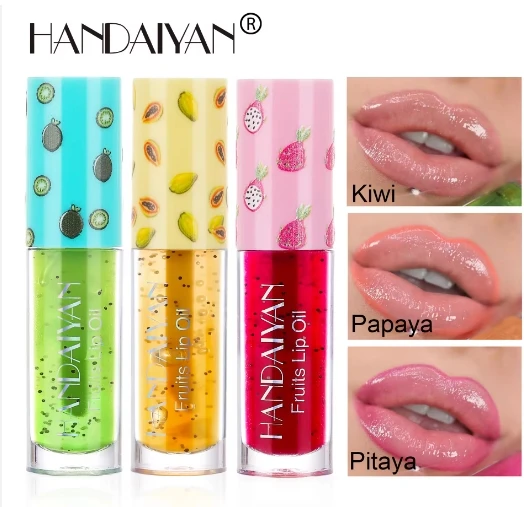 HANDAIYAN Fruit Lip Oil Glass Moisturizing Transparent Lip Honey Lightening pink Lines kids Lip Balm