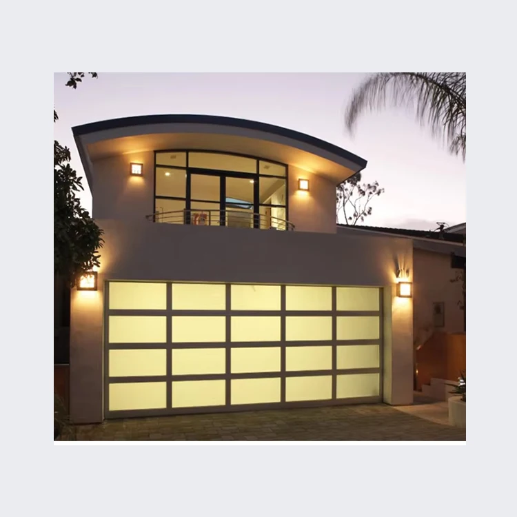 Modern New Black Automatic Garage Door Aluminum Alloy Frosted Glass Rolling Anti-theft Online Technical Support,free Spare Parts