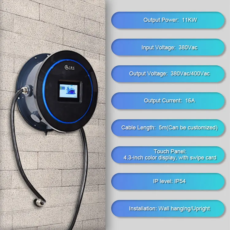 Max Power 7Kw 11Kw 22Kw Wallbox Type 2 Ocpp Gbt Ccs Ac Charging Pile Wall Box Ev Charger Fast Electric Car Charging Station