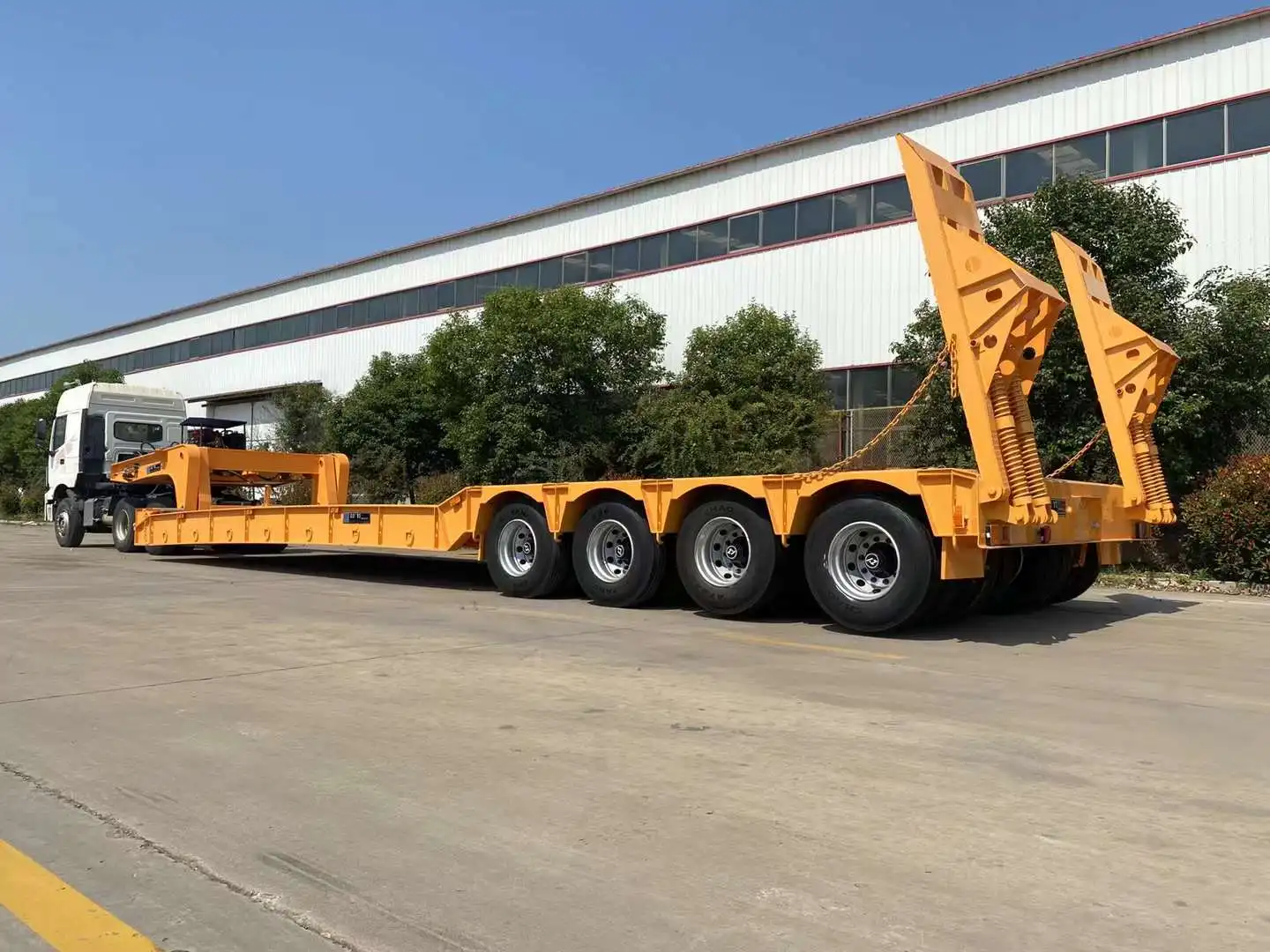 3/4 низкорамный механической обработывающий LOWBOY грузовик прицепа 50Ton-100Ton «гусиная шея» типа