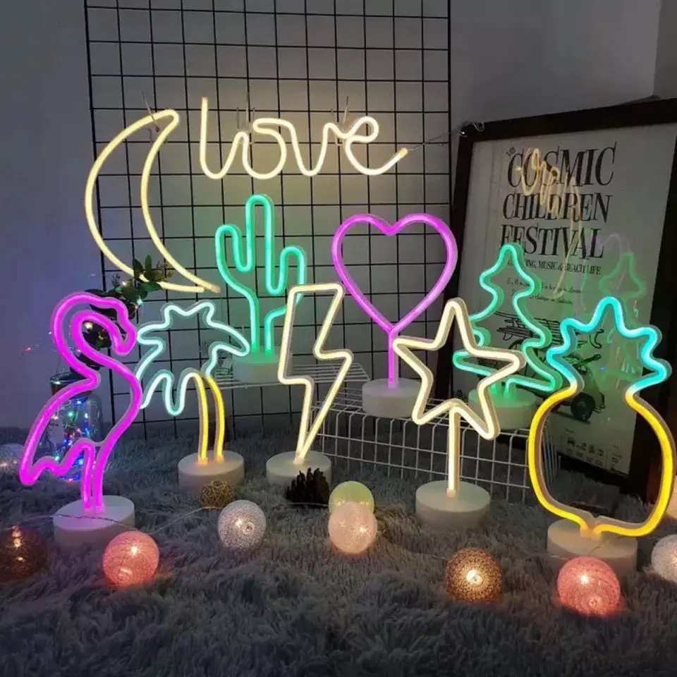 Direct Sales Neon Night Light USB&Battery Neon Table Lamp For Room Decoration Led Neon Table Lamp