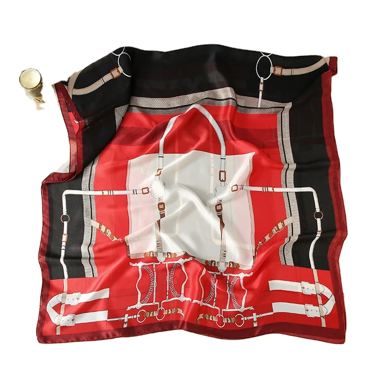 Top Custom Printed Head Silk Hair Scarf Bandana Designer Wholesale Twill 100% Silk Twill Scarf