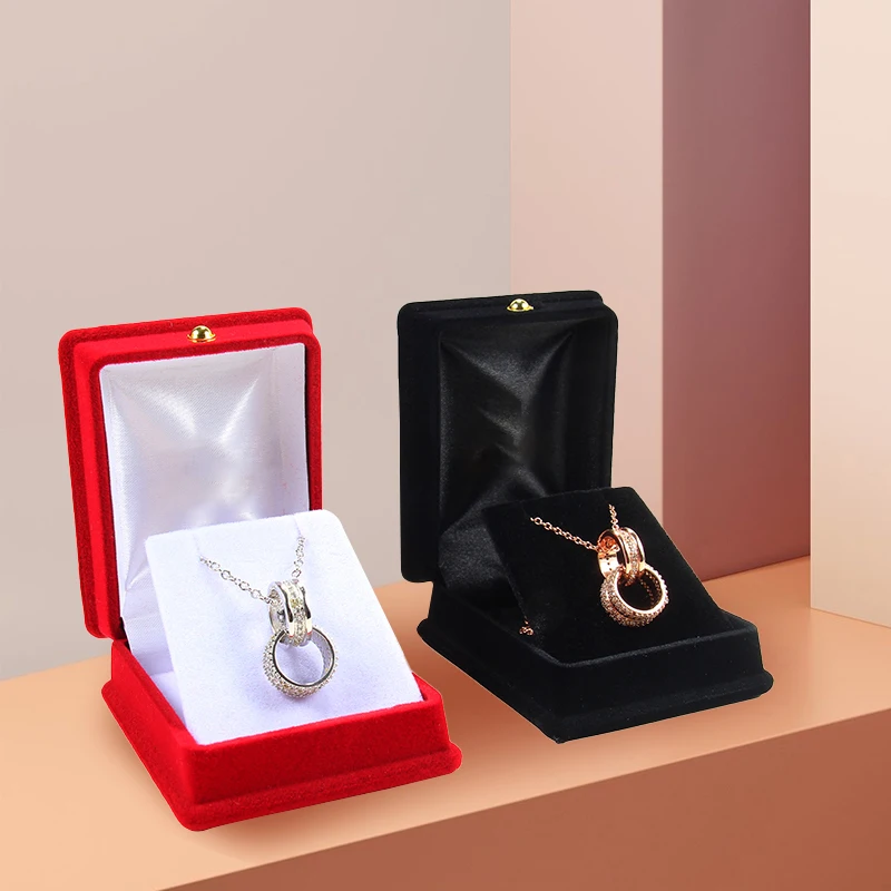 FSD Factory Wholesale Popular Design Red Black color flocking Jewelry box case for bracelet ring earring bangle set gift box