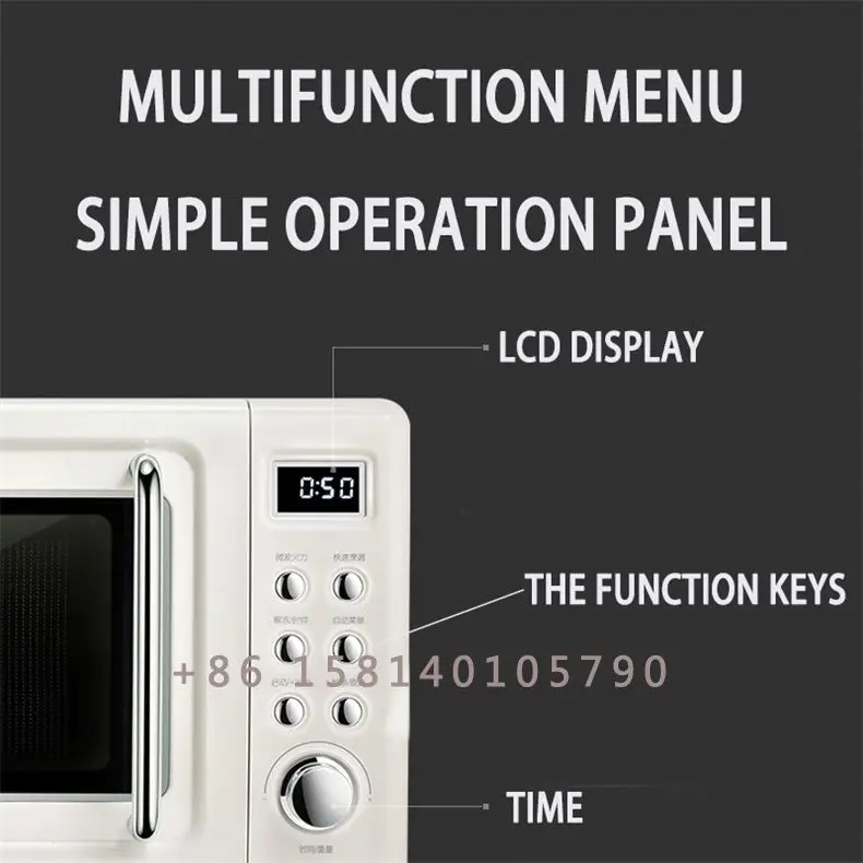 Glass Turntable Retro Countertop Power Level Microwave With LED Display Kitchen Electric Microwave Oven