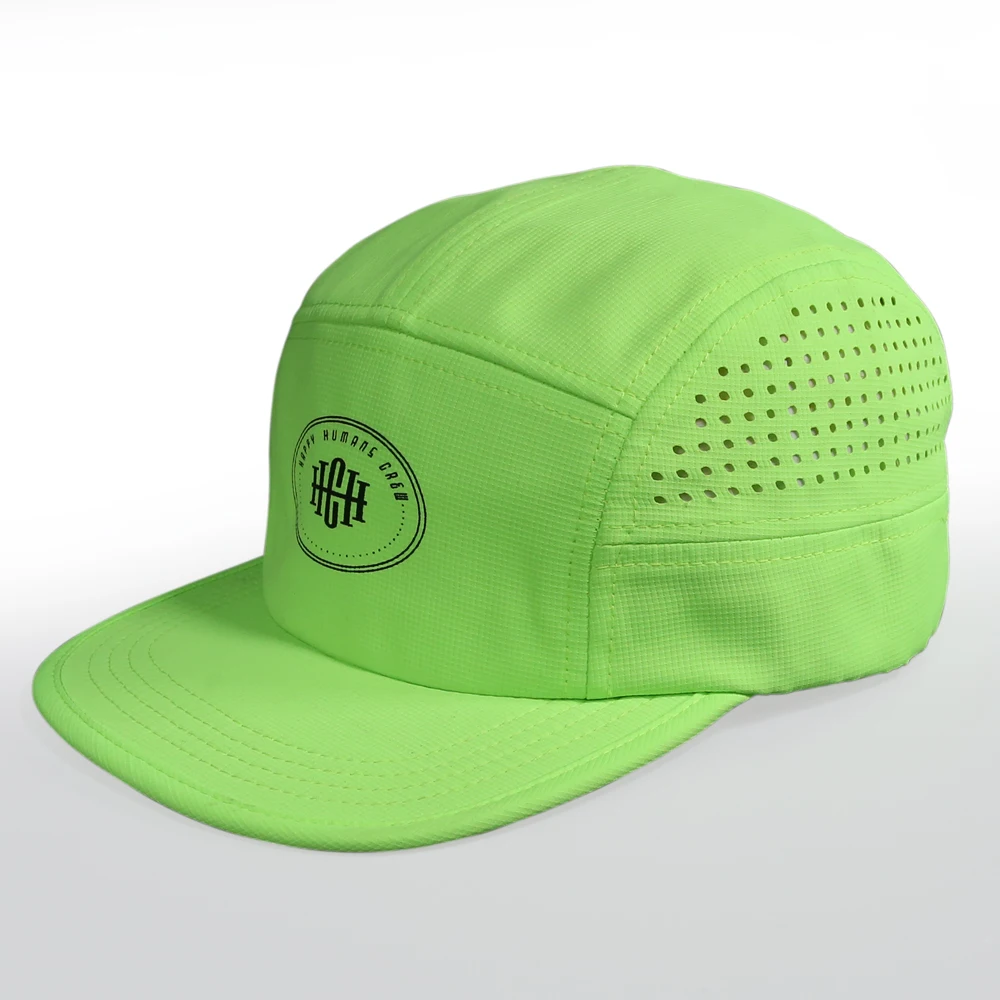 Quick Dry Dad Gorras Sports Cap 5 Panel Camper Hat Lightweight Nylon Running Mesh Cap Laser Cut Trucker Hat