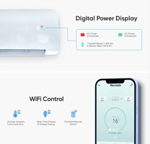 12000Btu 18000Btu Solar DC Units Air Conditioner Hybrid Solar Power Airconditioner Wall Split Air Conditioner For Home