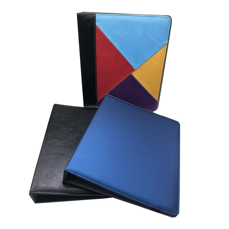 Zipper closure 9 pockets PU leather custom MTG folder game magic loose leaf notebook sleeve yugioh tcg premium card binder