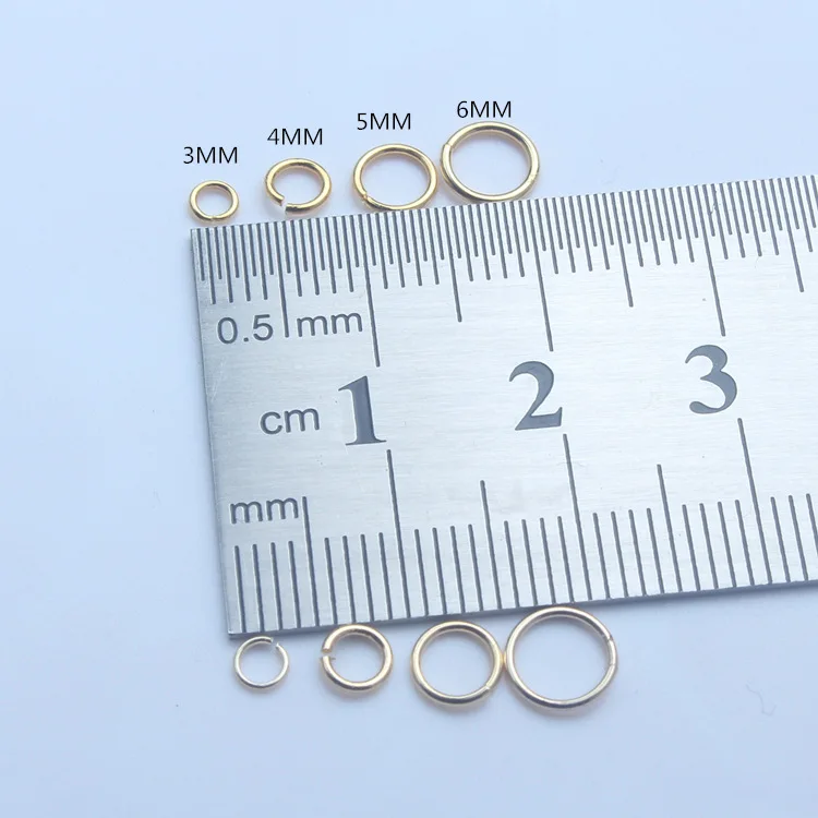 3/4/5/6/7/8MM Real Gold Plating 14K 18K Gold Brass Open Jump Rings O Rings for Jewelry Making