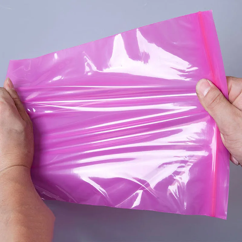 Pink Self Sealing Zip Lock Plastic Reusable Packaging Bag