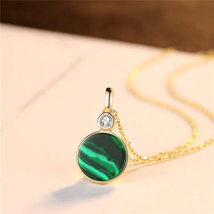 Hot selling personalized women statement silver 925 malachite necklace