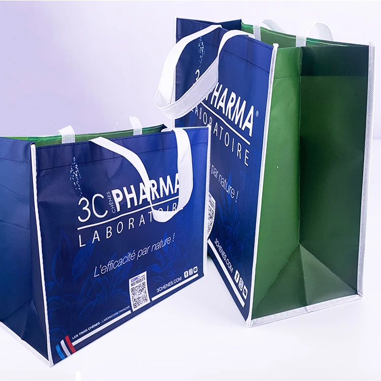 PP nonwoven eco bag with print, recycling laminated ecobags non-woven shopping bag, custom logo reusable non woven grocery bag