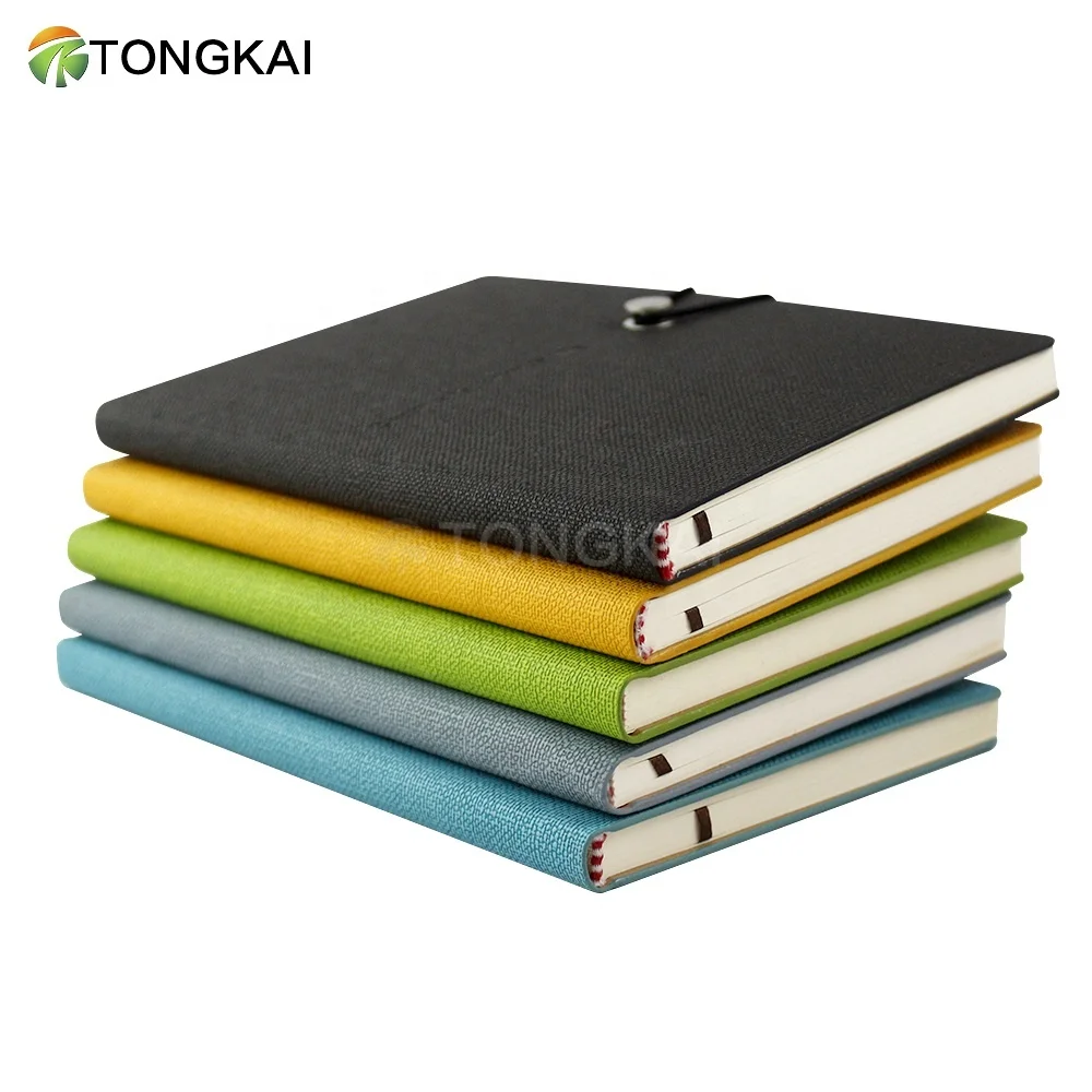 Custom A5 Fabric Pattern Faux PU Leather Soft cover Journal Notebook With A Elastic Rope Or Band