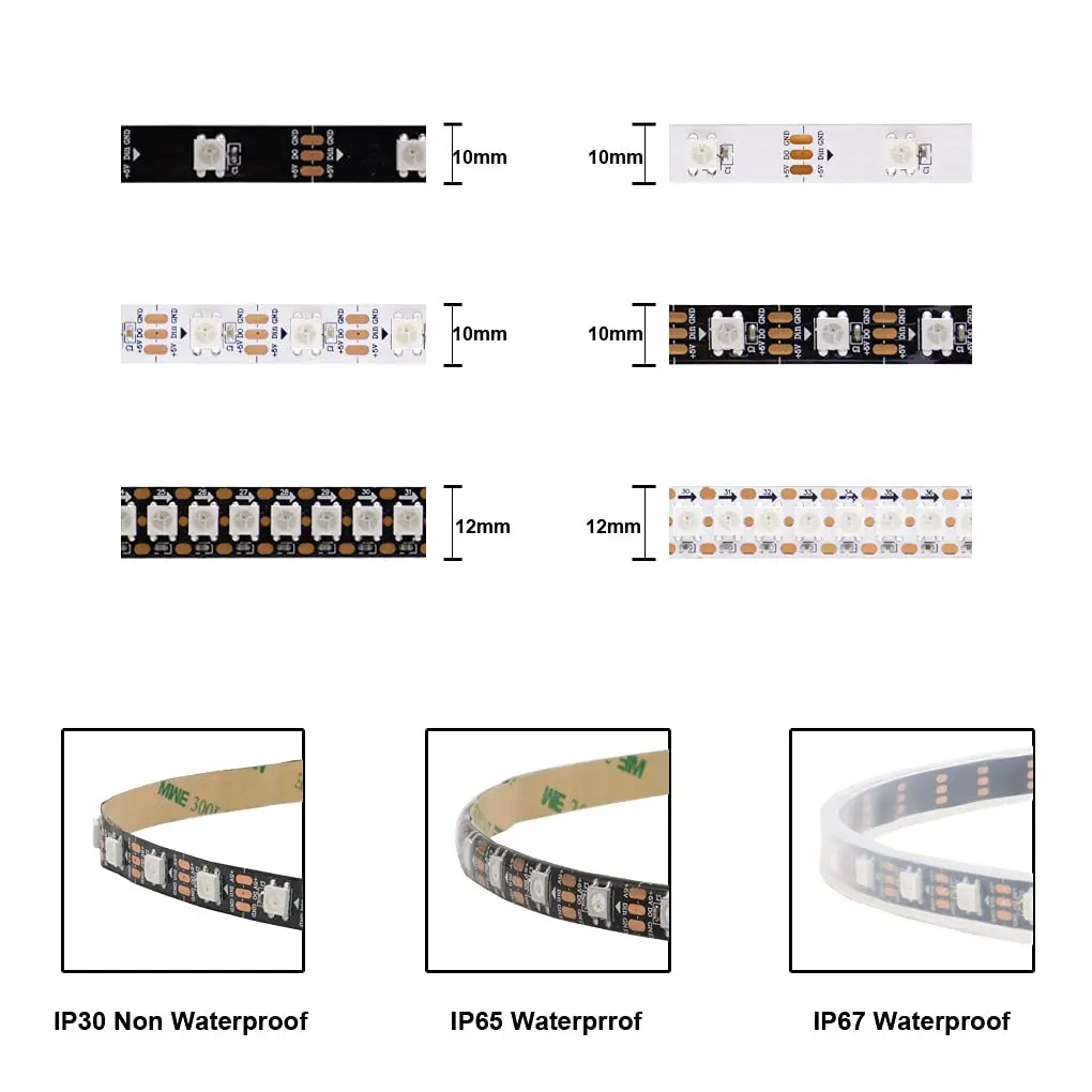 12V ws2812b addressable rgb led strip digital rgbic led products waterproof ws2811 ws2812b led light strip