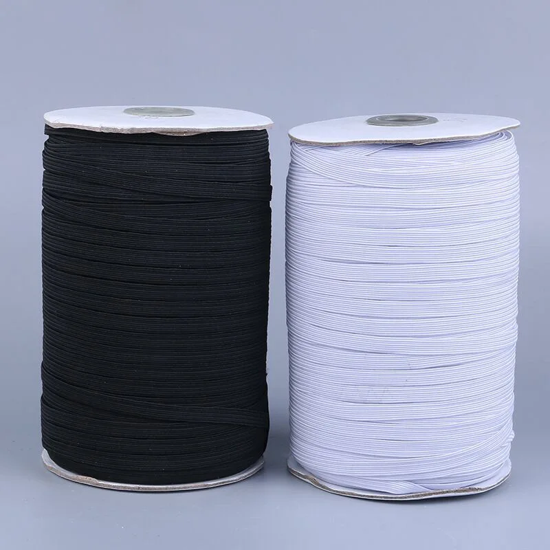 Flat Black And White Knitted Rubber Braided Binding Elastic Band