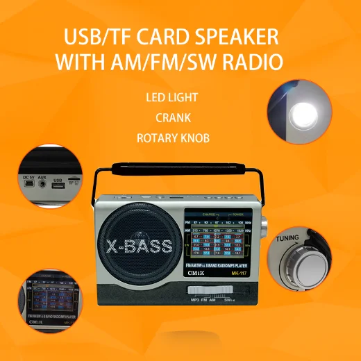 cmik mk-717bt Factory direct old vintage radyo with torch usb tf music am fm sw 9 bands portable radio for home use