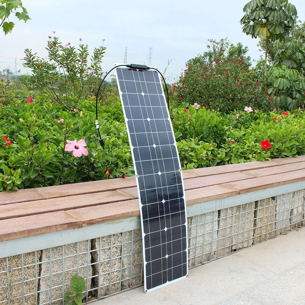Wholesale Monocrystalline PV Thin Film Solar Panel 18V 50W 100W 180w 200w PET ETFE Semi Flexible Solar Panels For Boat RV Car