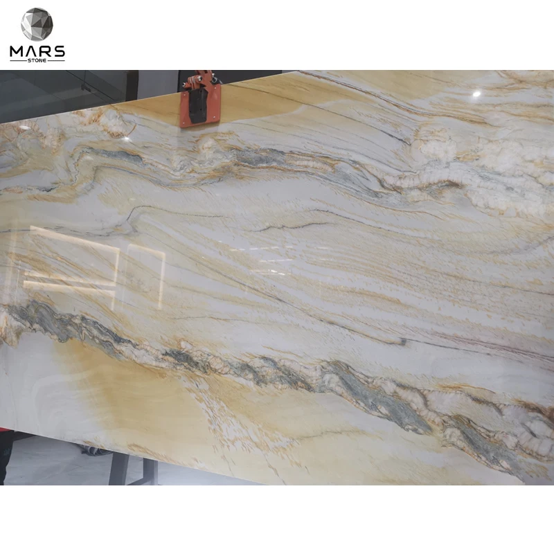 Unique Texture Natural Luxury Stone Macaubas Gold Marble Slab Tile For Vlla And Home Decor