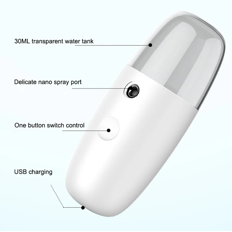 Оптовая продажа Интернет-магазин портативный экологически чистый USB перезаряжаемый 30 мл ультразвуковой нано-паровой спрей для лица Оптовый интернет-магазин Эко-дружественных перезаряжаемая батарея