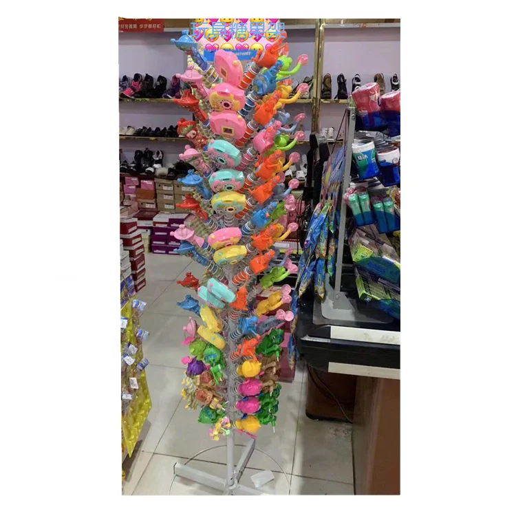 RUIMEI Rotating Candy Display Rack For Retail Store Yellow Candy Racks Display With Baskets For Supermarket Shop