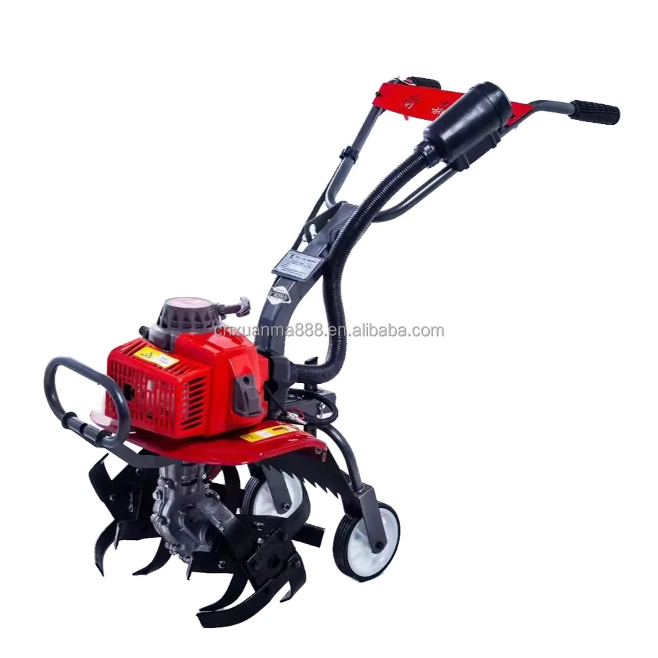 48cc Micro-tillator Small Agricultural Gasoline Rotary Tiller Household Hoe Weeding Loosen Soil Open Ditch Plow Field Scarifier