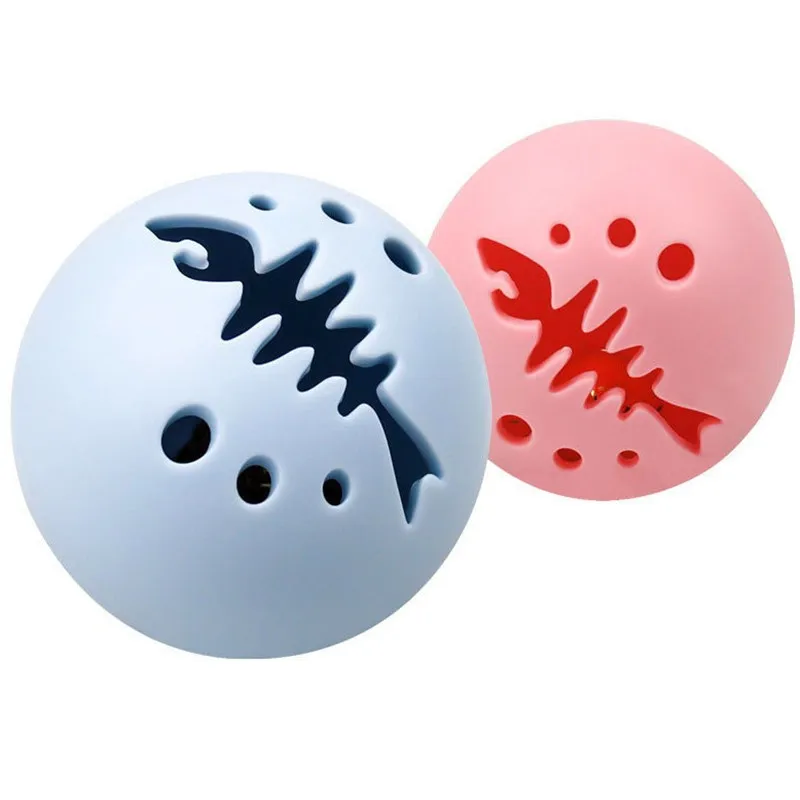 Fish bone teething cat ball bell mint glowing ball dog cat gnawing toy ball pet dog cat interactive toy