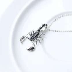 925 sterling silver zircon diamond scorpion pendant necklace