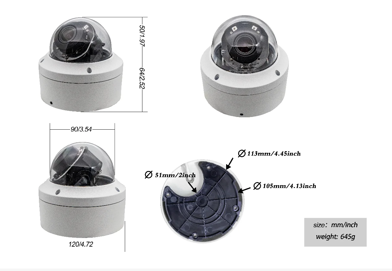 Besview 5MP 5X Motor Lens Vandal Dome Surveillance PTZ CCTV Security System IP Network Camera