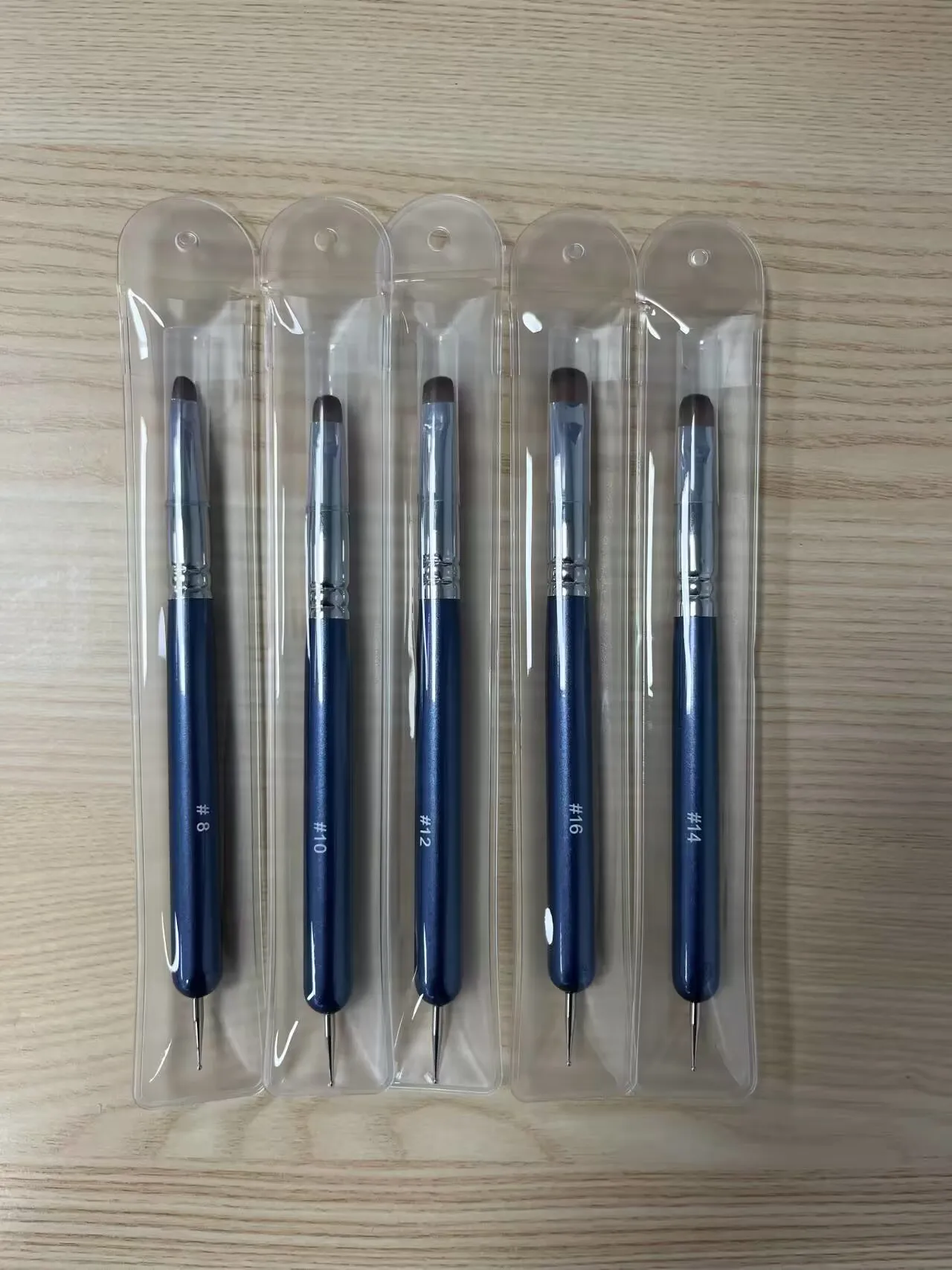 French Cleaning Nail Brush Set Wood Handle Nail Art Brush Kolinsky Hair for Deep French