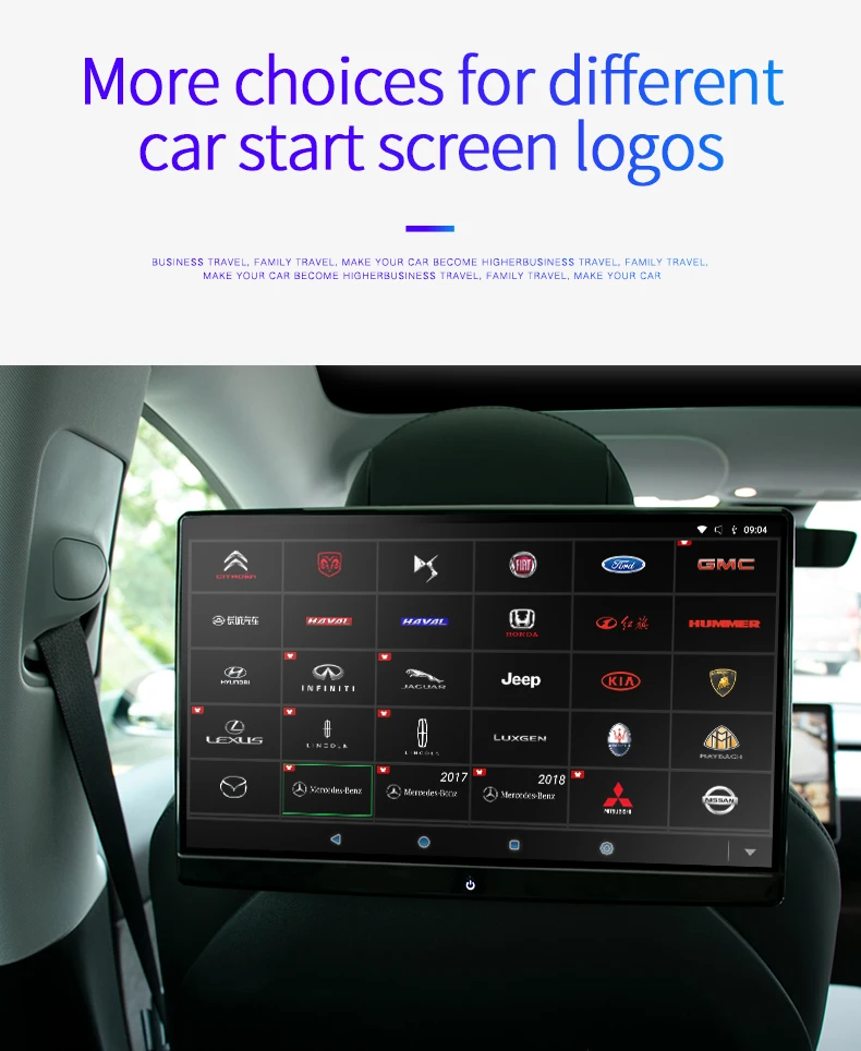 Super 14 inch Screen 8K HD video play 3+16G android car  headrest screen monitor