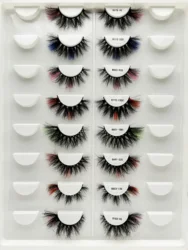 Wholesale fluffy 5d human mink lashes high quality handmade color mink lashes with boxes custom packaging