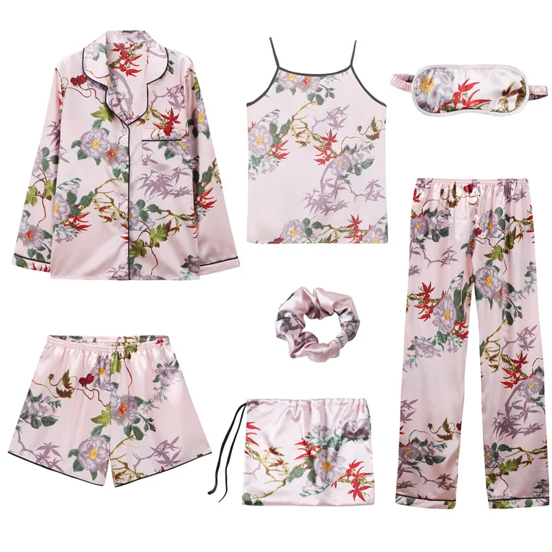 KKVVSS DM9005 five-piece woman short sleeve pants printed sweet and leisure suit plus size ladies summer home wear pajamas