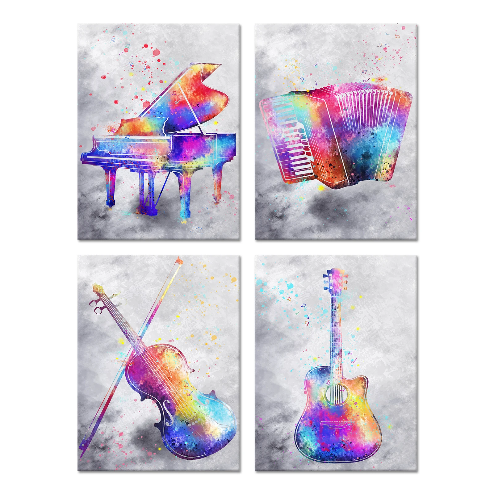 Художественная акриловая живопись фортепиано гармония Музыкальные инструменты Печать на холсте настенное искусство